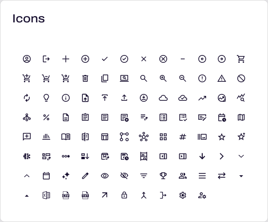 The icon set from the cHQselect library, laid out as a grid of 94 line icons covering carts, search, files, charts, arrows and status.